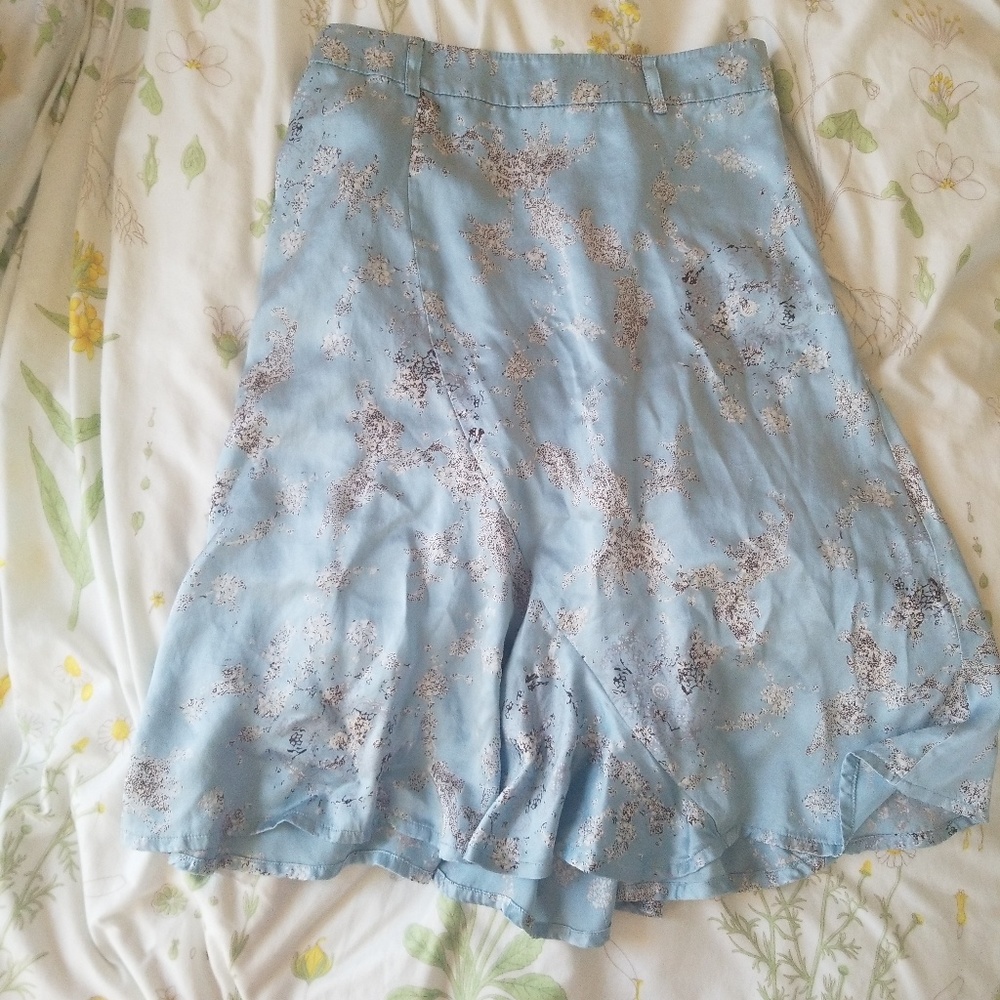 Silk floral midi skirt